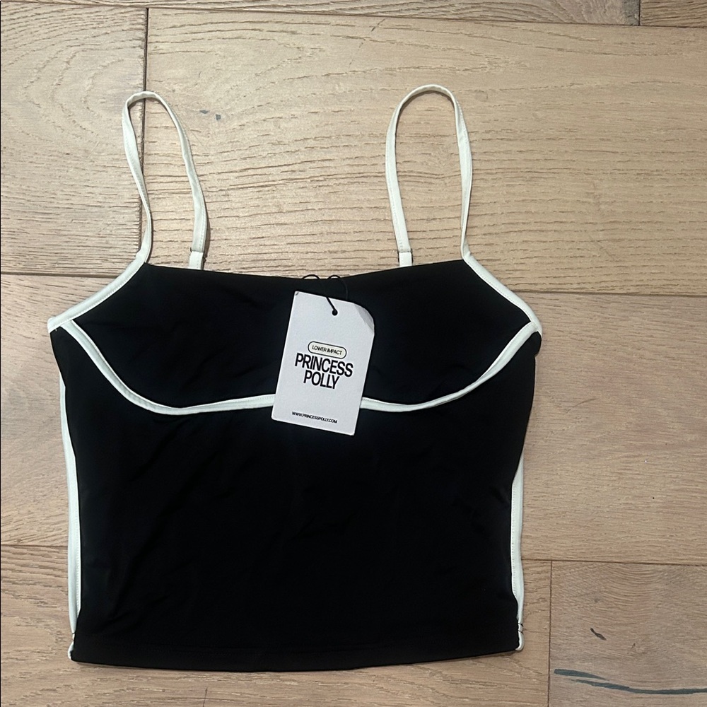 Princess Polly Black Top with White Accents